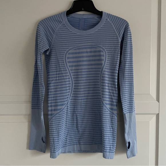 Lululemon Athletica swiftly tech blue striped t-shirt 20297 - Picture 2 of 7